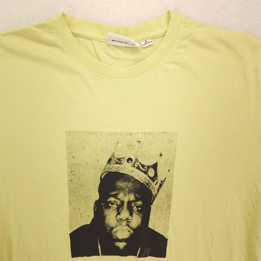 Biggie Notorious BIG Rap Short Sleeve Crew Neck Shirt Mens Size Small S Green